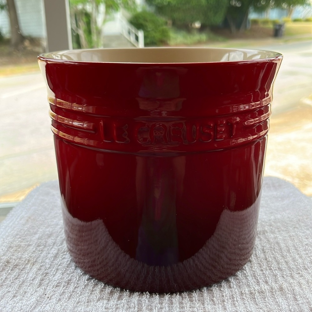 Le Cresuet Large Utensil Crock “Cerise Red”